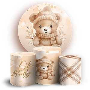 KIT Redondo e Trio - Ursinho Marrom - Sublimado 3D