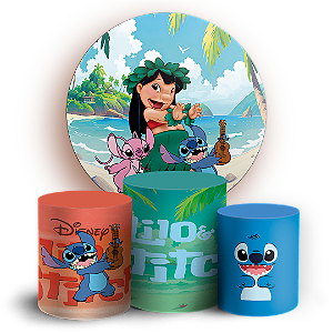 KIT Redondo e Trio - Lilo E Stitch - Sublimado 3D