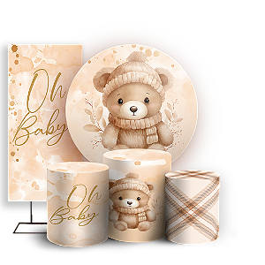 KIT Redondo Trio e Faixa - Ursinho Marrom - Sublimado 3D