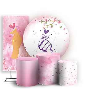 KIT Redondo Trio e Faixa - Maos Amor Coracao - Sublimado 3D