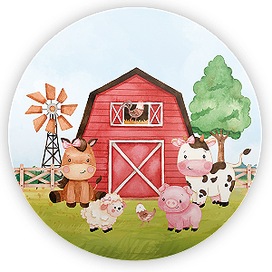 Painel Redondo - Fazendinha - Sublimado 3D
