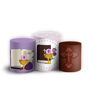 Trio Cilindro - Primeira Comunhao - Sublimado 3D + Elástico