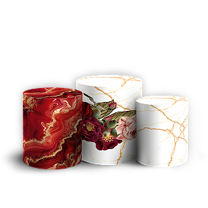 Trio Cilindro - Floral - Sublimado 3D + Elástico