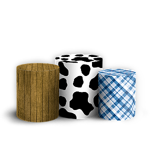 Trio Cilindro - Fazendinha - Sublimado 3D + Elástico