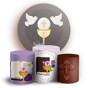 KIT Redondo e Trio - Primeira Comunhao - Sublimado 3D