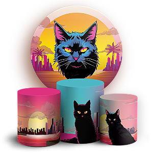 KIT Redondo e Trio - Gato Preto - Sublimado 3D
