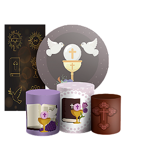 KIT Redondo Trio e Faixa - Primeira Comunhao - Sublimado 3D