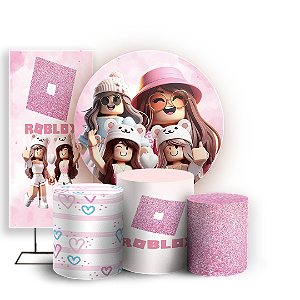 KIT Redondo Trio e Faixa - Roblox Rosa - Sublimado 3D