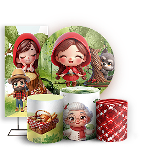 KIT Redondo Trio e Faixa - Chapeuzinho Vermelho - Sublimado 3D