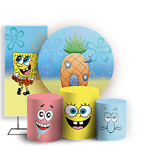 KIT Redondo Trio e Faixa - Bob Esponja - Sublimado 3D