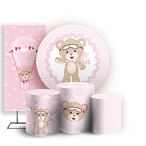 KIT Redondo Trio e Faixa - Ursinha Baloeira - Sublimado 3D