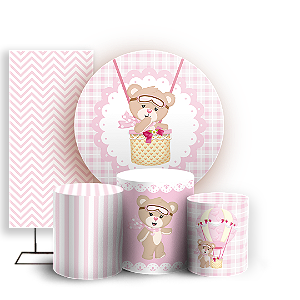 KIT Redondo Trio e Faixa - Ursinha Baloeira - Sublimado 3D