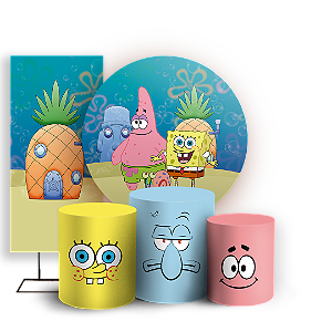 KIT Redondo Trio e Faixa - Bob Esponja - Sublimado 3D