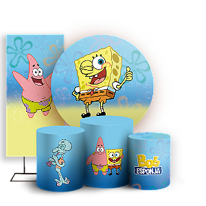 KIT Redondo Trio e Faixa - Bob Esponja - Sublimado 3D