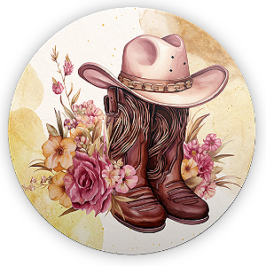 Painel Redondo - Boiadeira Cowgirl - Sublimado 3D