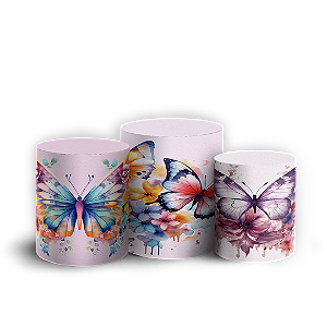 Trio Cilindro - Borboletas - Sublimado 3D