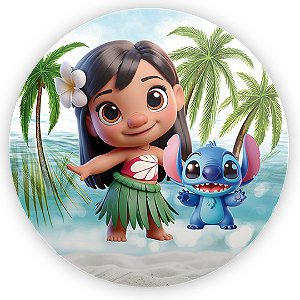 Painel Redondo - Lilo e Stitch - Sublimado 3D