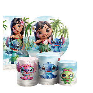 KIT Redondo Trio e Faixa - Lilo e Stitch - Sublimado 3D