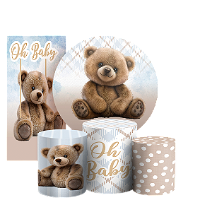 KIT Redondo Trio e Faixa - Oh Baby Urso - Sublimado 3D