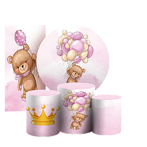 KIT Redondo Trio e Faixa - Ursinha Balao - Sublimado 3D