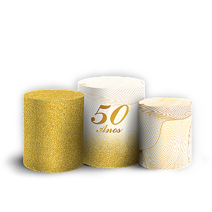 Trio Cilindro - Bodas de Ouro - Sublimado 3D + Elástico