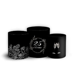 Trio Cilindro - Bodas de Prata - Sublimado 3D + Elástico