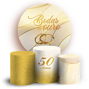 KIT Redondo e Trio - Bodas de Ouro - Sublimado 3D