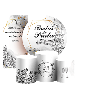 KIT Redondo Trio e Faixa - Bodas de Prata - Sublimado 3D