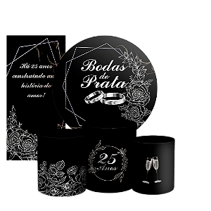 KIT Redondo Trio e Faixa - Bodas de Prata - Sublimado 3D