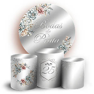 KIT Redondo e Trio - Bodas de Prata - Sublimado 3D