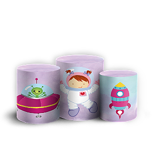 Trio Cilindro - Astronauta Rosa - Sublimado 3D