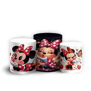 Trio Cilindro - Minnie Vermelha Cute - Sublimado 3D