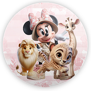 Painel Redondo - Minnie Safari - Sublimado 3D