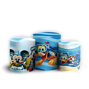 Trio Cilindro - Mickey Fundo Mar - Sublimado 3D