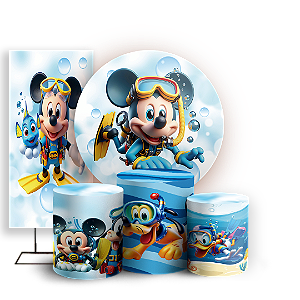 KIT Redondo Trio e Faixa - Mickey Fundo Mar - Sublimado 3D
