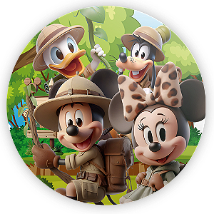 Painel Redondo - Mickey Safari - Sublimado 3D