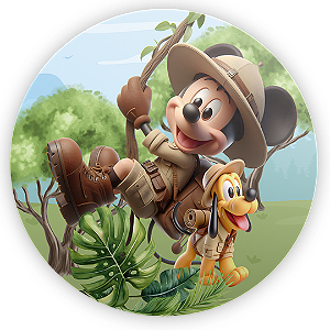 Painel Redondo - Mickey Safari - Sublimado 3D