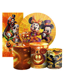 KIT Redondo Trio e Faixa - Mickey Dia das Bruxas Halloween - Sublimado 3D