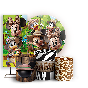 KIT Redondo Trio e Faixa - Mickey Safari - Sublimado 3D