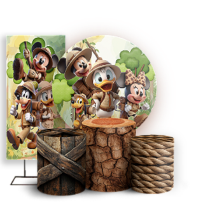 KIT Redondo Trio e Faixa - Mickey Safari - Sublimado 3D