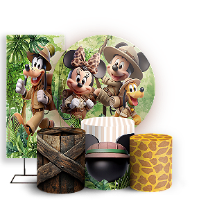 KIT Redondo Trio e Faixa - Mickey Safari - Sublimado 3D