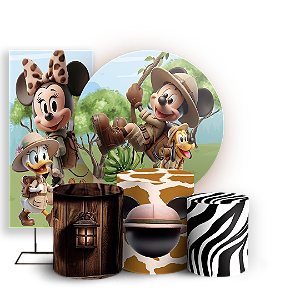 KIT Redondo Trio e Faixa - Mickey Safari - Sublimado 3D