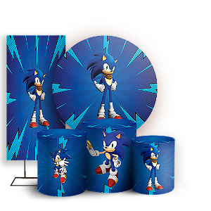 KIT Redondo Trio e Faixa - Sonic - Sublimado 3D