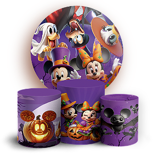 KIT Redondo e Trio - Mickey Dia das Bruxas Halloween - Sublimado 3D