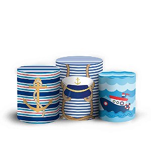 Trio Cilindro - Ursinho Marinheiro - Sublimado 3D + Elástico