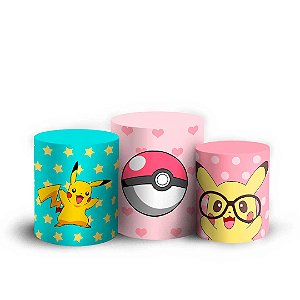Trio Cilindro - Pokemon - Sublimado 3D + Elástico