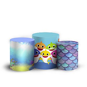 Trio Cilindro - Baby Shark - Sublimado 3D + Elástico