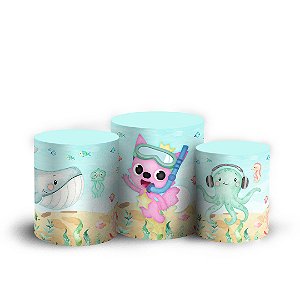 Trio Cilindro - Baby Shark - Sublimado 3D + Elástico