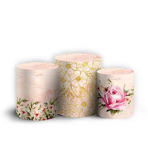 Trio Cilindro - Floral - Sublimado 3D + Elástico