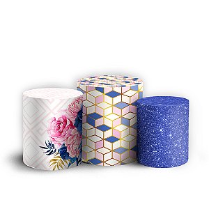 Trio Cilindro - Floral - Sublimado 3D + Elástico